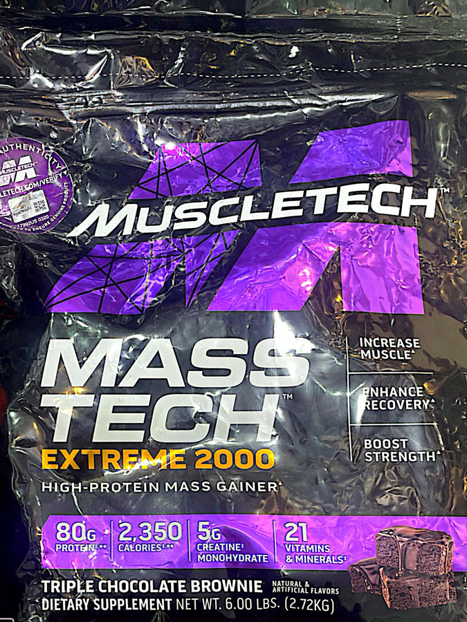 گینر مس تک اکستریم ۲۰۰۰ ماسل تک (۲٫۲۷kg) | MuscleTech Mass Tech Extreme گینر مس تک اکستریم ۲۰۰۰ ماسل تک (۲٫۲۷kg) | MuscleTech Mass Tech Extreme