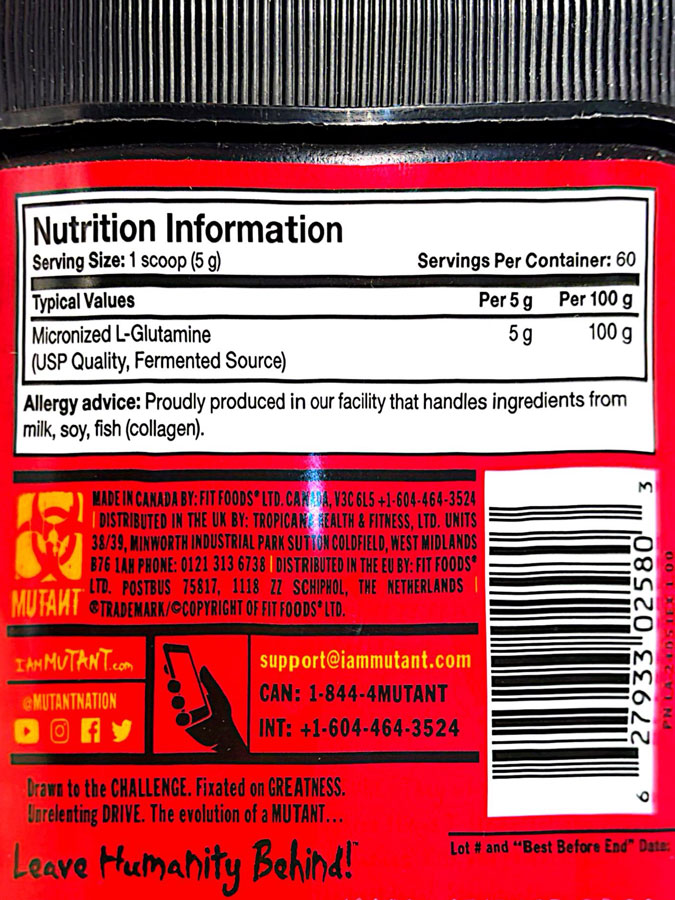 گلوتامین موتانت (300G) | Mutant L-Glutamine گلوتامین موتانت (300G) | Mutant L-Glutamine