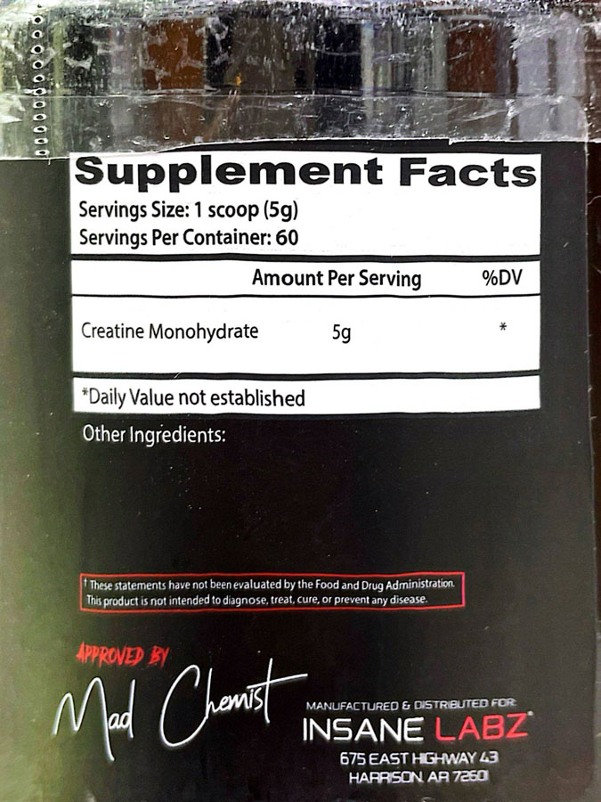 کراتین مونوهیدرات اینسین لبز Insane Labz Creatine Monohydrate کراتین مونوهیدرات اینسین لبز Insane Labz Creatine Monohydrate