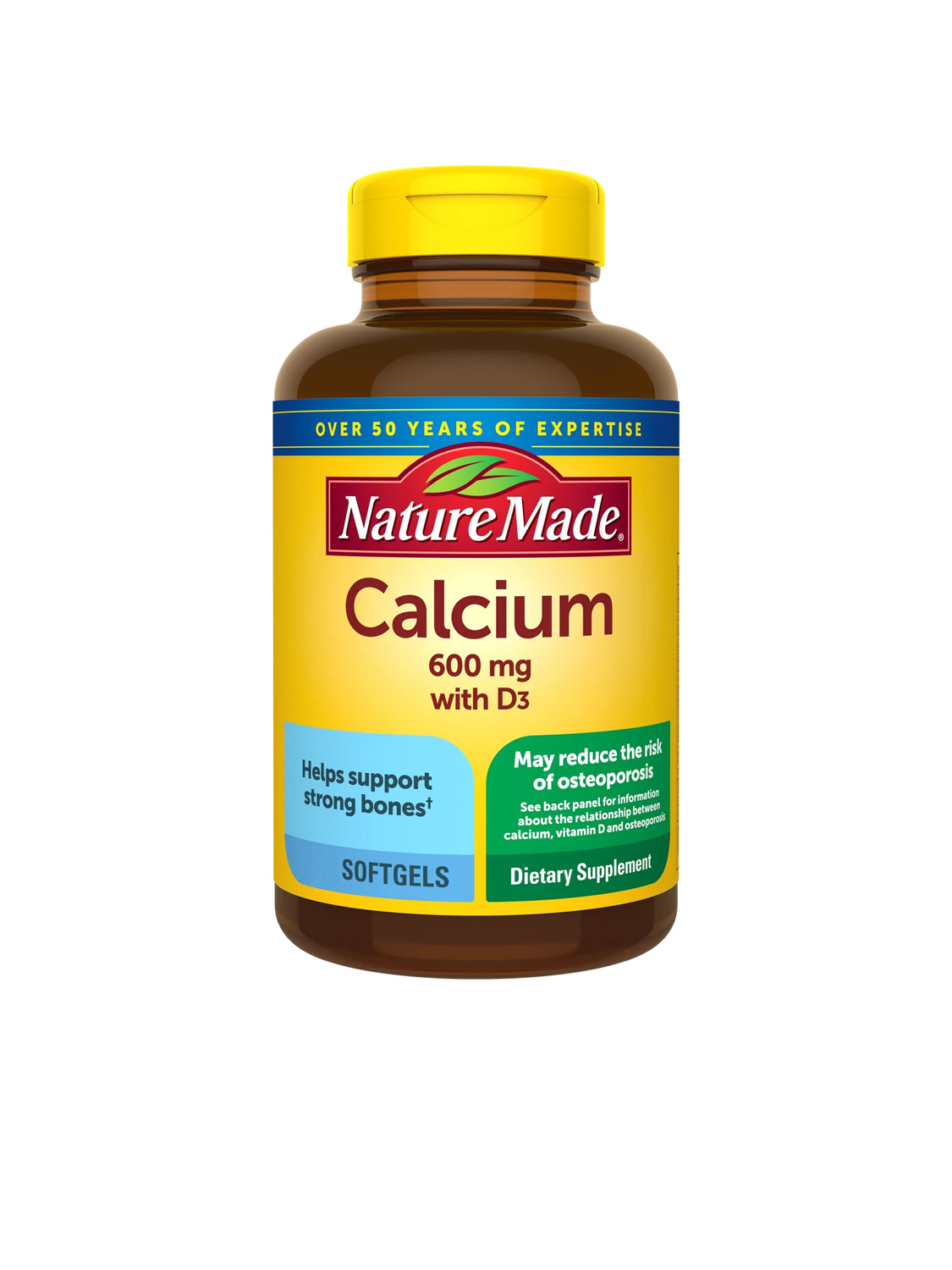قرص کلسیم ۶۰۰ میلی‌گرم با ویتامین d3 نیچرمید (150عددی) | Calcium 600 mg with Vitamin D3 Tablets nature made